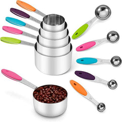 10pcs Measuring Cups And Spoons Stainless Steel Set Baking