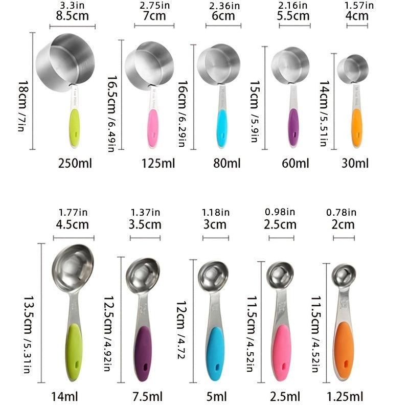 10pcs Measuring Cups And Spoons Stainless Steel Set Baking