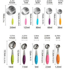 10pcs Measuring Cups And Spoons Stainless Steel Set Baking