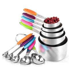 10pcs Measuring Cups And Spoons Stainless Steel Set Baking