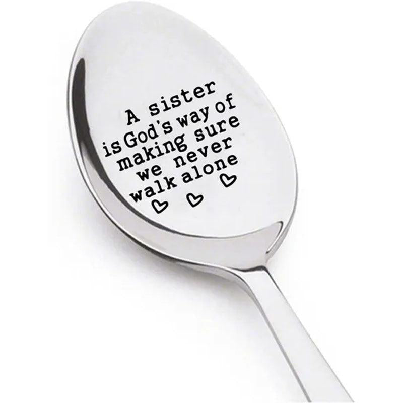 1pc Stainless Steel I Love You Sister Spoon Funny Stamped