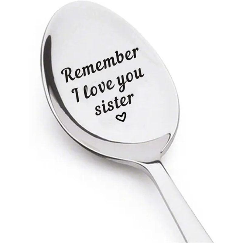 1pc Stainless Steel I Love You Sister Spoon Funny Stamped