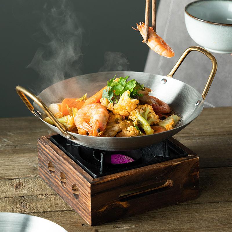 Household Stainless Steel Wok Non stick Frying Pan for Stir fry