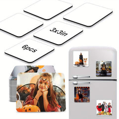 6pcs Sublimation Magnet Blanks 7.62x7.62cm, DIY Fridge Magnets