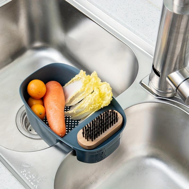 Kitchen Sink Drain Rack with Sponge Holder Efficient Basket