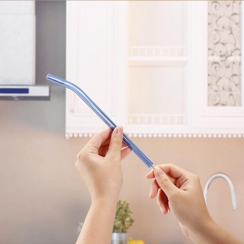 5pcs Glass Straws Set Heat Resistant Washable Reusable Drinking Straws