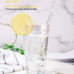 5pcs Glass Straws Set Heat Resistant Washable Reusable Drinking Straws