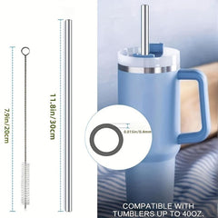 6-Pack Stainless Steel Straws for 40 Oz Tumbler + Cleaning Brush