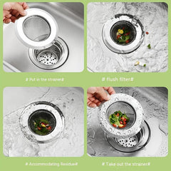 Stainless Steel Sink Strainer Large Wide Brim 4.45 Inches Diameter