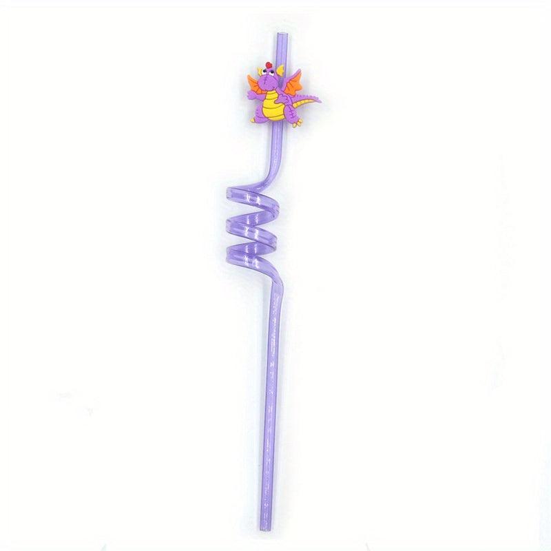 Dinosaur Shape Ice Cream Curved Straw, Reusable Party Style Straw