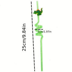 Dinosaur Shape Ice Cream Curved Straw, Reusable Party Style Straw