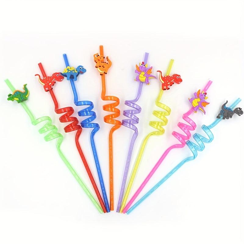 Dinosaur Shape Ice Cream Curved Straw, Reusable Party Style Straw