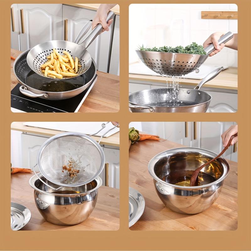 Large Stainless Steel Colander Spoon - Kitchen Frying Filter Spoon