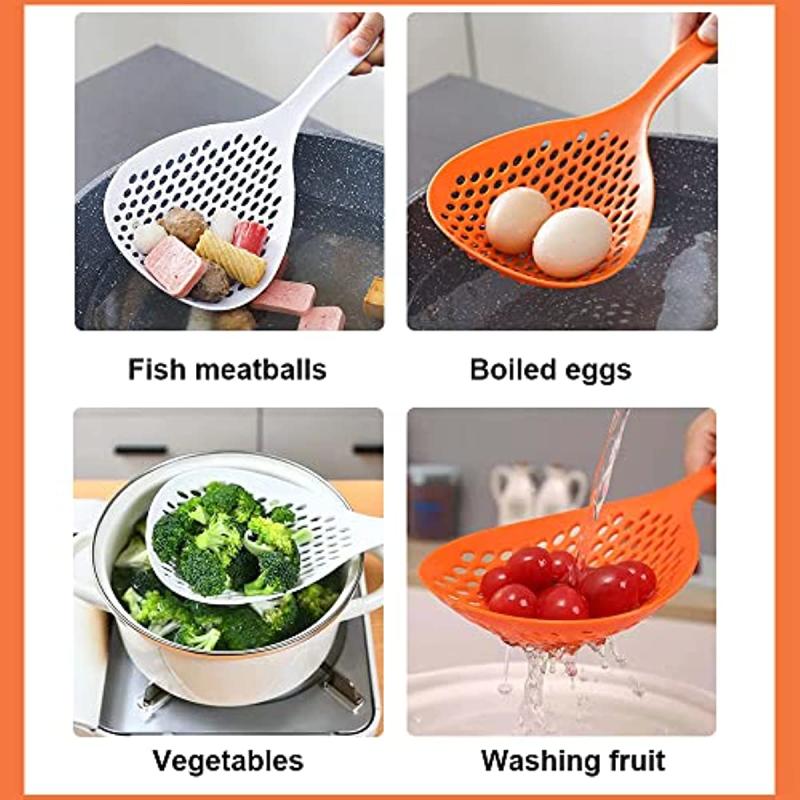 2pcs Strainer Scoop Colander Slotted Pasta Spoon Kitchen Skimmer Spoon