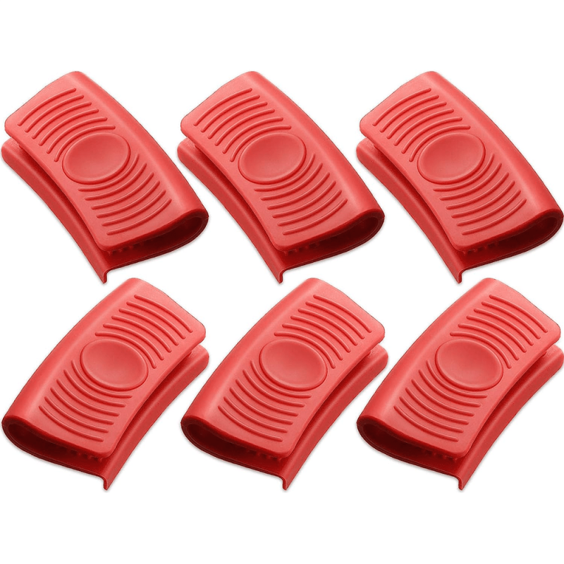 6pcs Silicone Hot Handle Holder Rubber Insulated Clips for Cast Iron Pot