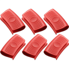 6pcs Silicone Hot Handle Holder Rubber Insulated Clips for Cast Iron Pot