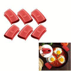 6pcs Silicone Hot Handle Holder Rubber Insulated Clips for Cast Iron Pot