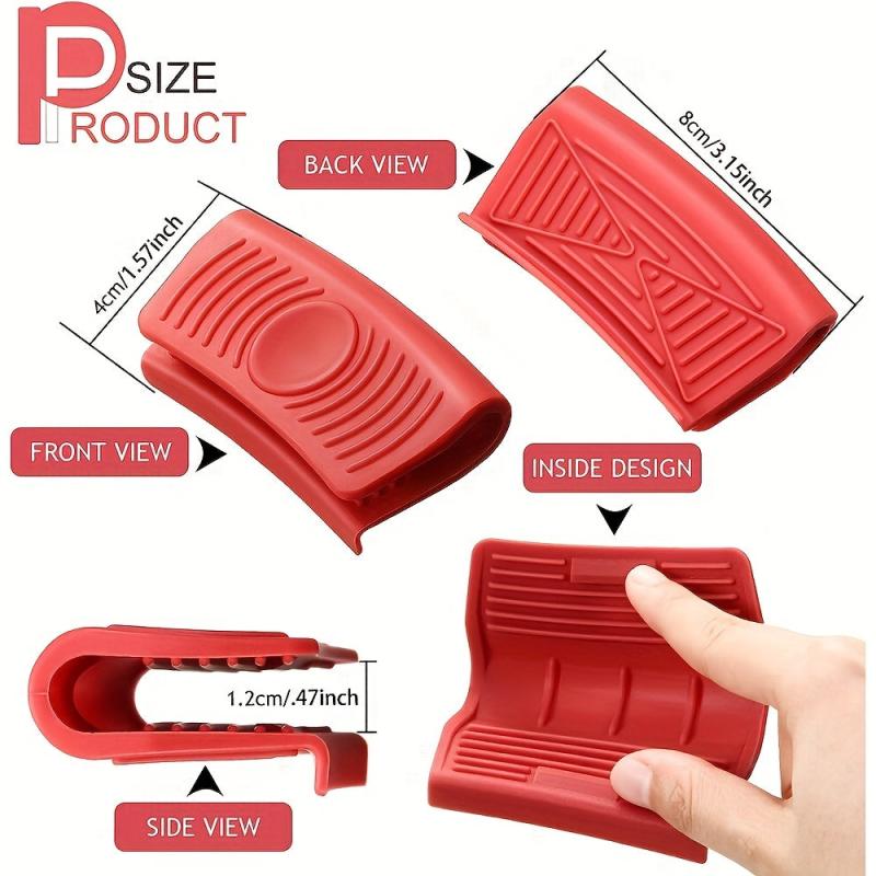 6pcs Silicone Hot Handle Holder Rubber Insulated Clips for Cast Iron Pot