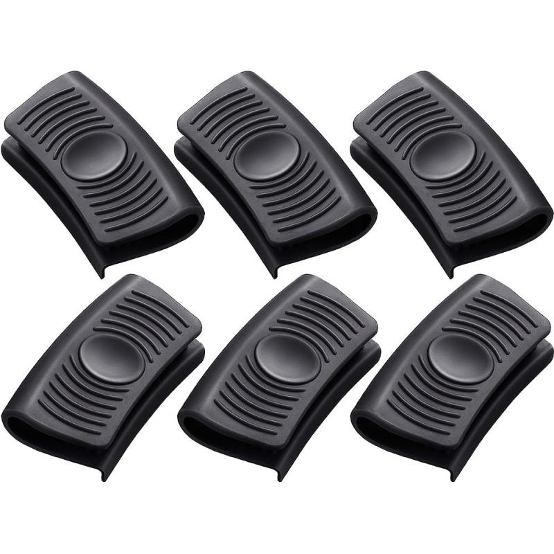 6pcs Silicone Hot Handle Holder Rubber Insulated Clips for Cast Iron Pot