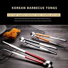 1pc Stainless Steel BBQ Tongs Food Kitchen Utensils