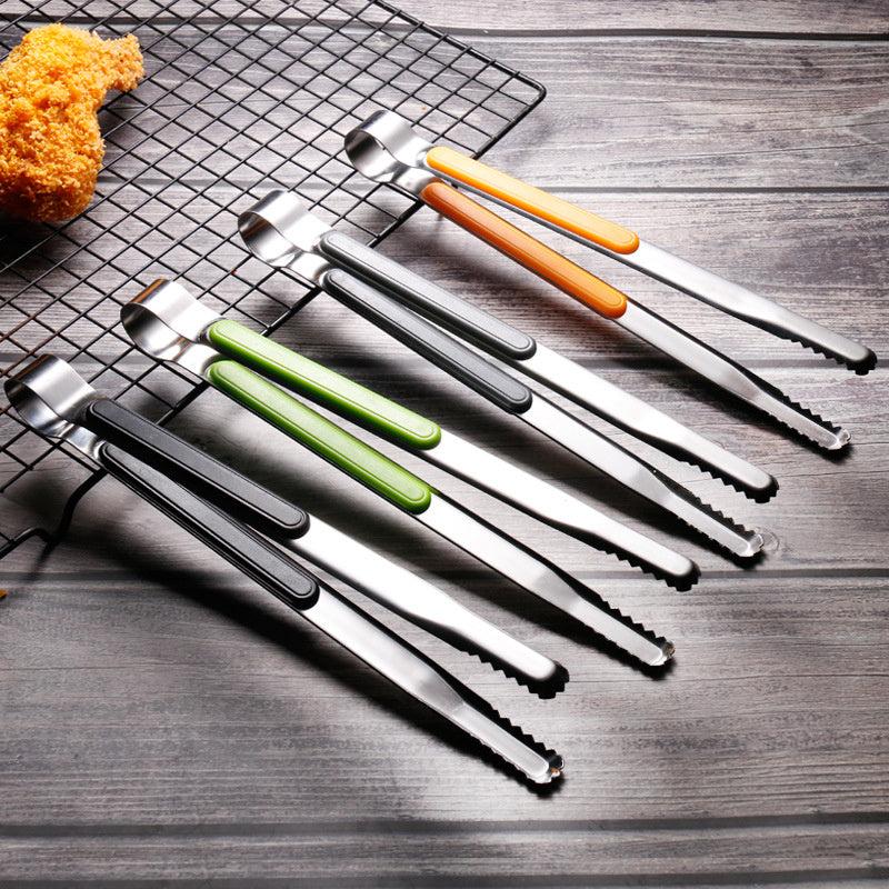 1pc Stainless Steel BBQ Tongs Food Kitchen Utensils