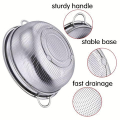 Stainless Steel Colander Strainer with Handle for Kitchen Drainage
