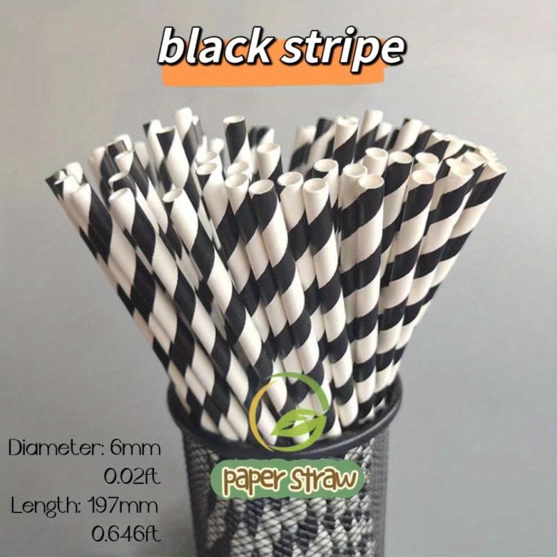 100pcs Striped Paper Straws Disposable Drinking Straws - Eco-Friendly