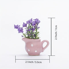 6pcs Mini Ceramic Vase Magnets 3D Simulation Flower Decoration Sticker