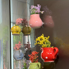 6pcs Mini Ceramic Vase Magnets 3D Simulation Flower Decoration Sticker