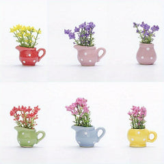 6pcs Mini Ceramic Vase Magnets 3D Simulation Flower Decoration Sticker