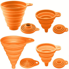 4pcs Collapsible Silicone Funnels for Kitchen Use Filling Bottles & Cooking