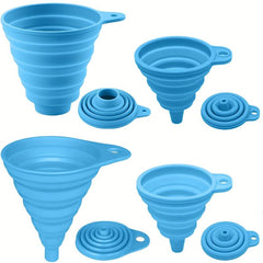 4pcs Collapsible Silicone Funnels for Kitchen Use Filling Bottles & Cooking