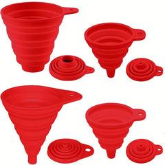 4pcs Collapsible Silicone Funnels for Kitchen Use Filling Bottles & Cooking