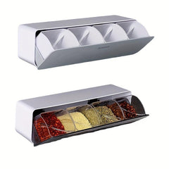1pc Wall-mounted Spice Box with Lid Moisture-proof Seasoning Storage