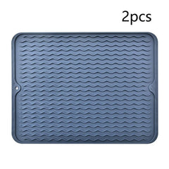 2pcs Cutlery Drain Mat Silicone Placemats Kitchen Insulation Table Mat