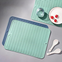 2pcs Cutlery Drain Mat Silicone Placemats Kitchen Insulation Table Mat