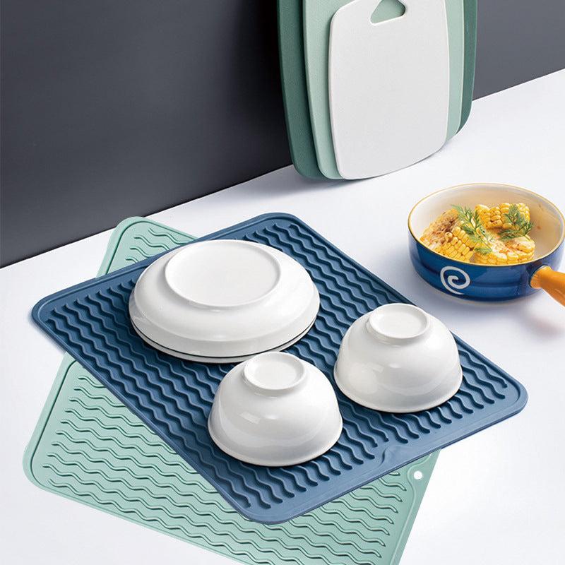 2pcs Cutlery Drain Mat Silicone Placemats Kitchen Insulation Table Mat