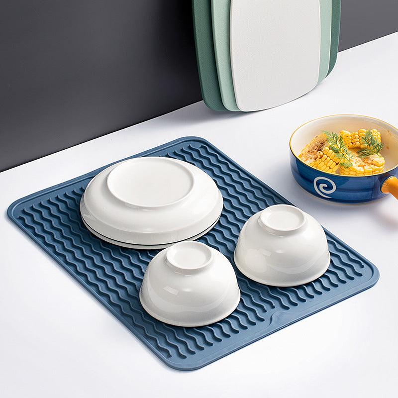 2pcs Cutlery Drain Mat Silicone Placemats Kitchen Insulation Table Mat