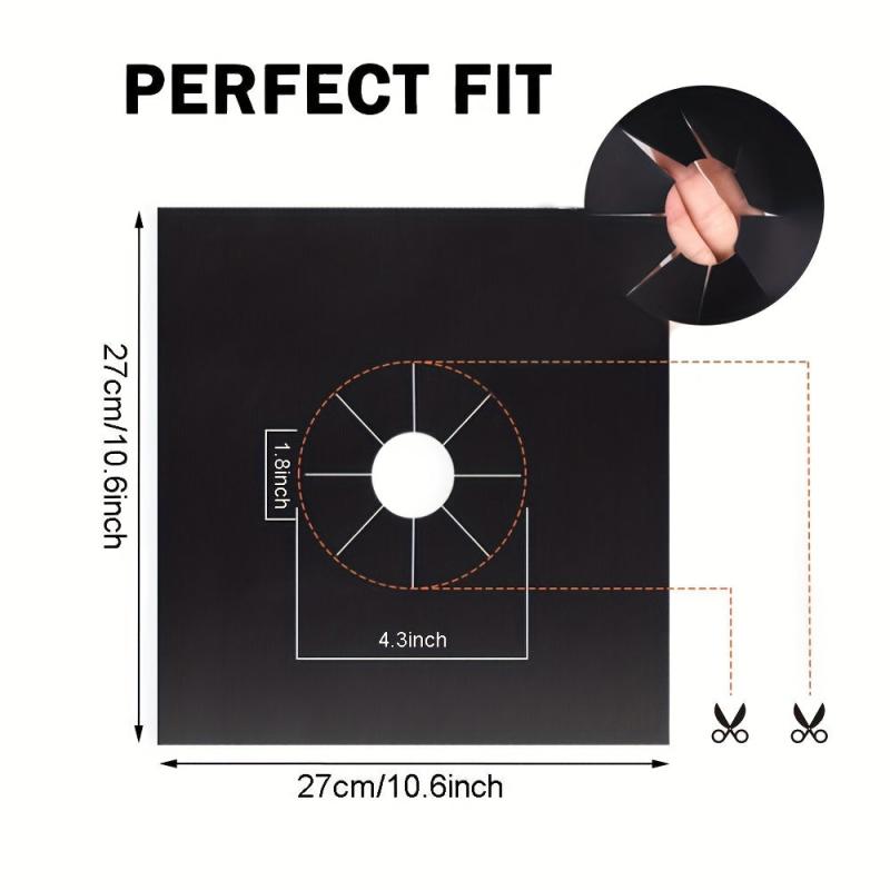 4pcs Gas Stove Protective Mat High Temp Resistant Washable Kitchen Use