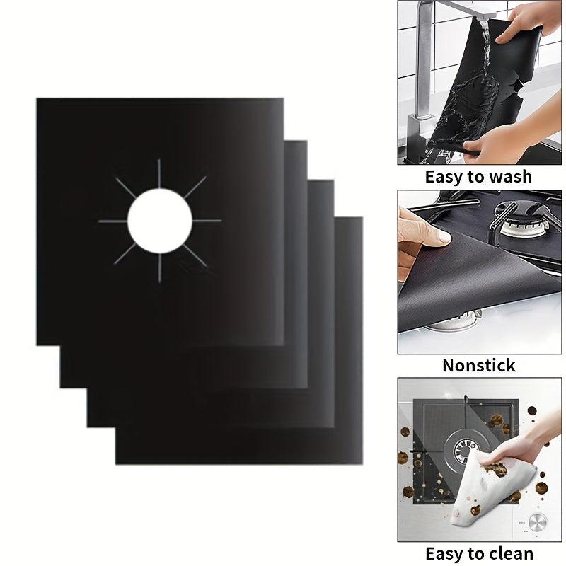 4pcs Gas Stove Protective Mat High Temp Resistant Washable Kitchen Use