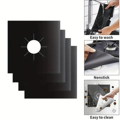 4pcs Gas Stove Protective Mat High Temp Resistant Washable Kitchen Use