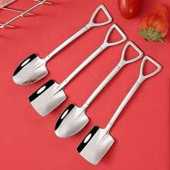 4pcs Stainless Steel Shovel Dessert Fruit Yogurt Spoon