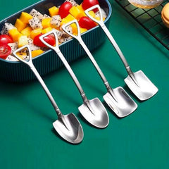 4pcs Stainless Steel Shovel Dessert Fruit Yogurt Spoon