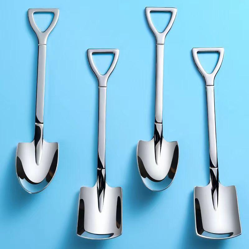 4pcs Stainless Steel Shovel Dessert Fruit Yogurt Spoon