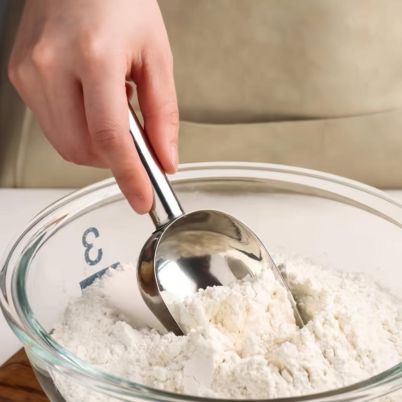 Stainless Steel Kitchen Ice Scooper for Bar Party Wedding Pet Dog Food