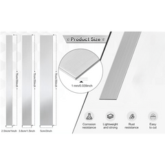 2pcs 30'' 201 Brushed Stainless Steel Trim Metal Finishing Sheet Metal Gap Strip