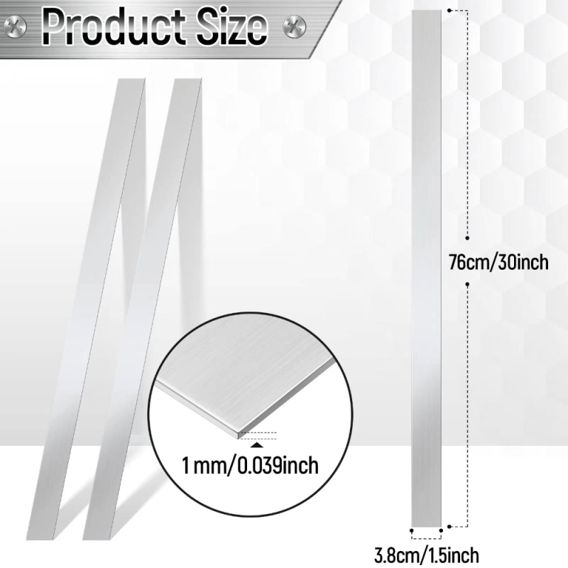 2pcs 30'' 201 Brushed Stainless Steel Trim Metal Finishing Sheet Metal Gap Strip