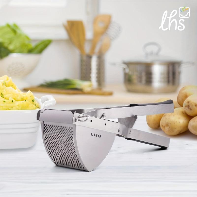 Stainless Steel Potato Masher with Non-Slip Handle - Manual Fruit and Vegetable
