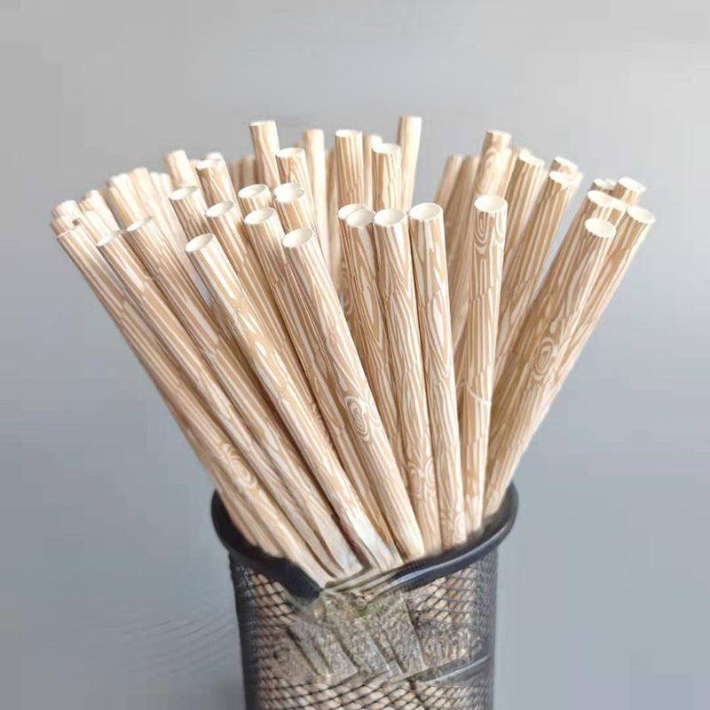 25 Bamboo Pattern Paper Straws for Parties and Camping