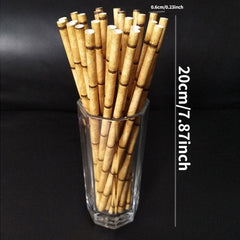 25 Bamboo Pattern Paper Straws for Parties and Camping